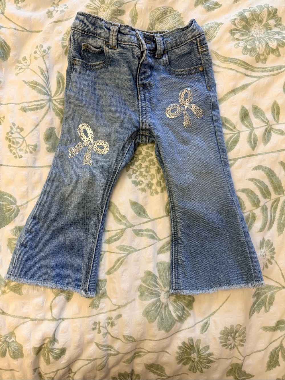 wonder nation Light Blue Denim Jeans with Sequin Bows